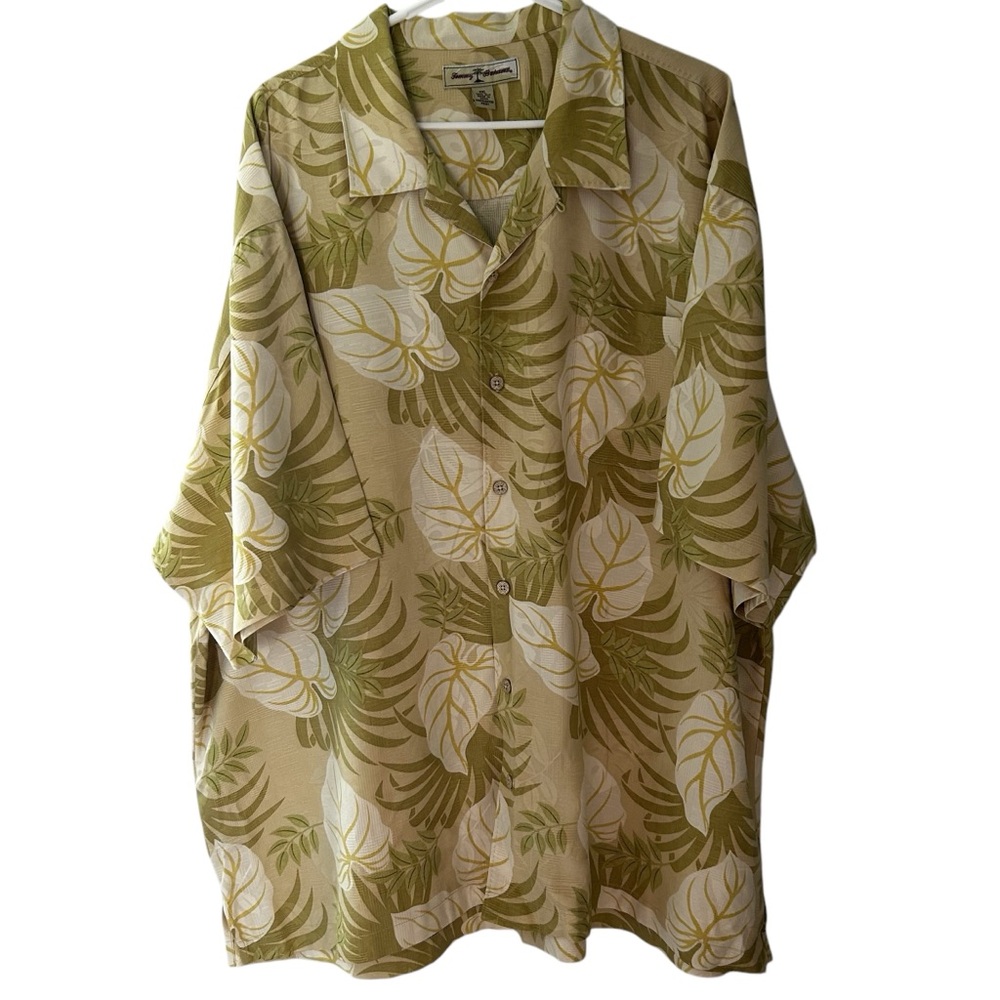 Tommy Bahama Hawaiian Palm Leaf Silk Button Camp Shirt X18